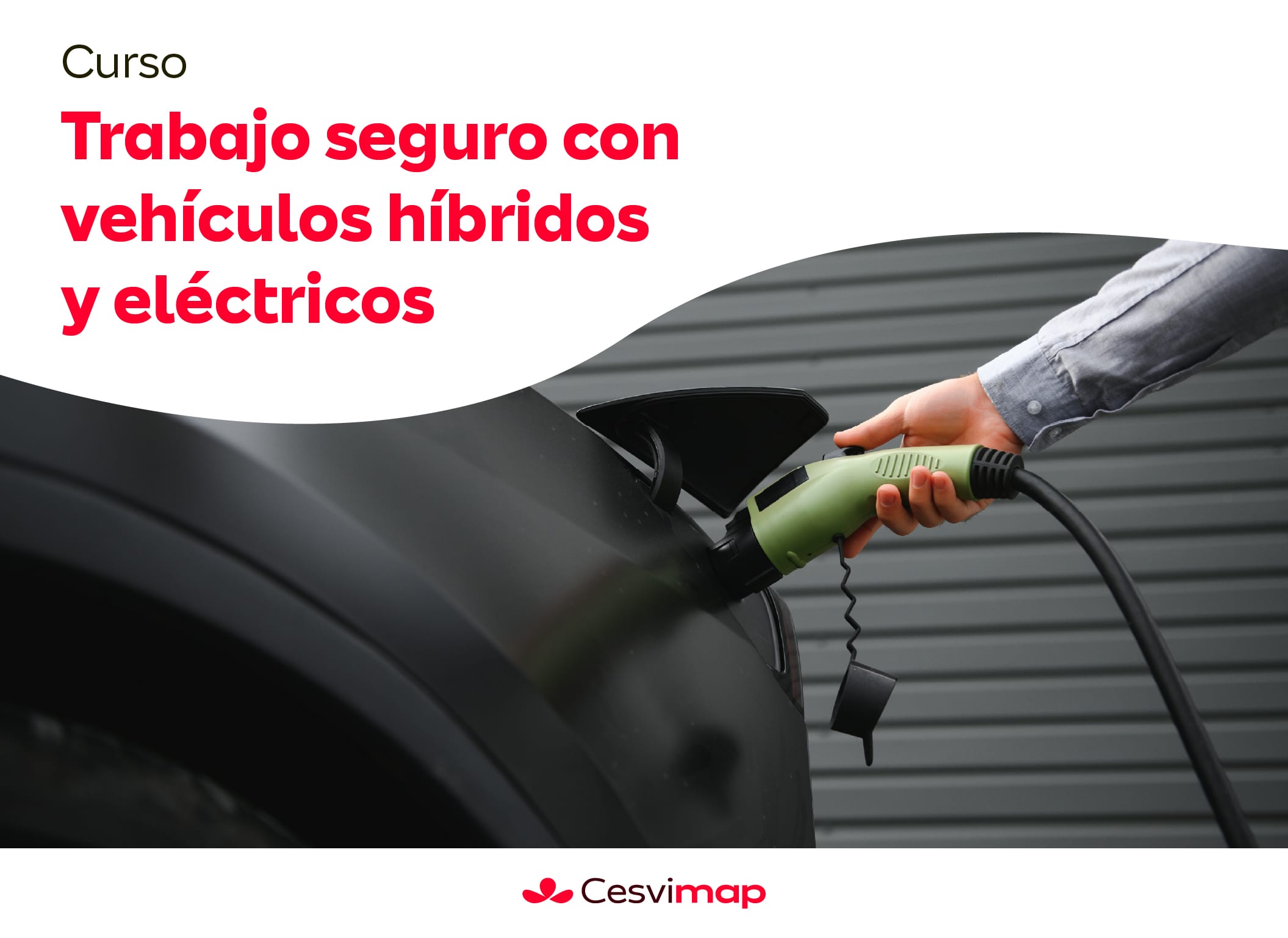 Curso Trabajo Seguro Vehículo Eléctrico Persona introduciendo cargador coche